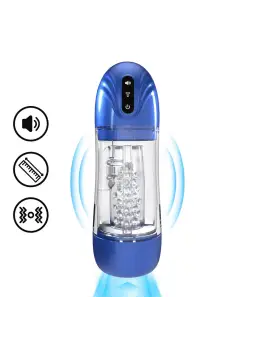 BOMBA DE MASTURBAÇÃO COM SUCÇÃO E VIBRAÇÃO SONICPULL MULTIMEDIA ENHANCED METALLIC BLUE PUMPED