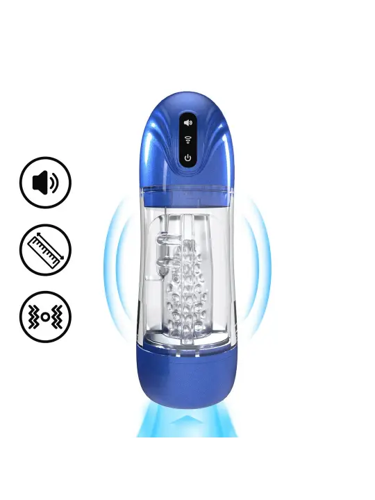 BOMBA DE MASTURBAÇÃO COM SUCÇÃO E VIBRAÇÃO SONICPULL MULTIMEDIA ENHANCED METALLIC BLUE PUMPED