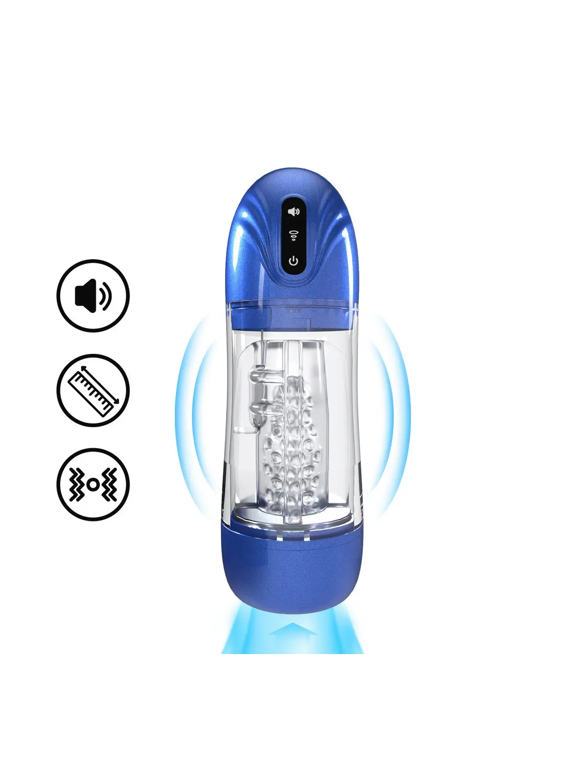 BOMBA DE MASTURBAÇÃO COM SUCÇÃO E VIBRAÇÃO SONICPULL MULTIMEDIA ENHANCED METALLIC BLUE PUMPED