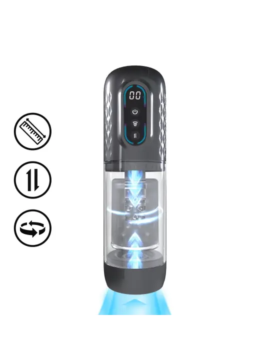 MASTURBADOR VIBRATÓRIO COM SUCÇÃO E IMPULSO VORTEX GUN METAL PUMPED