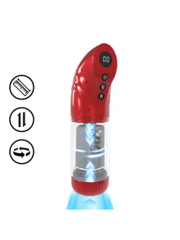 MASTURBADOR VIBRATÓRIO COM SUCÇÃO E IMPULSO STROKEMATE METALLIC RED PUMPED