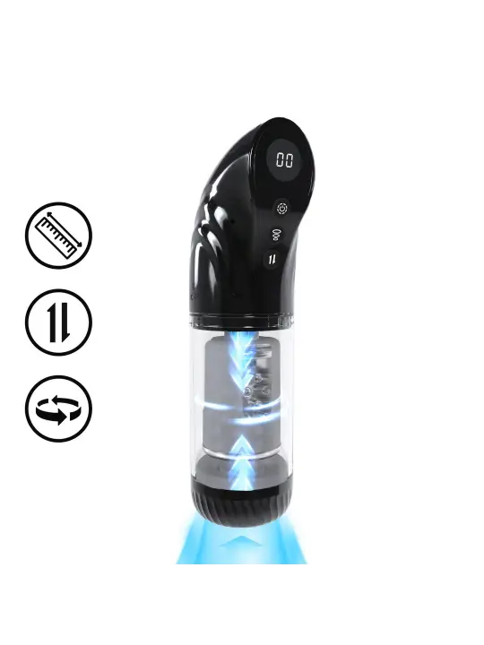 MASTURBADOR VIBRATÓRIO COM SUCÇÃO E IMPULSO STROKEMATE PRETO PUMPED