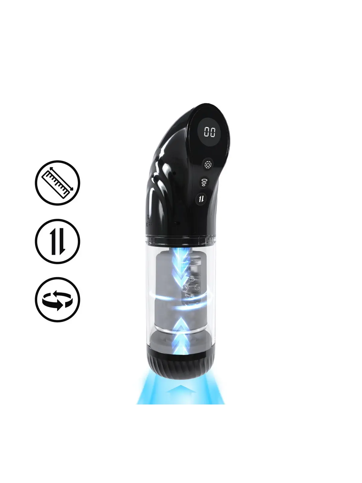 MASTURBADOR VIBRATÓRIO COM SUCÇÃO E IMPULSO STROKEMATE PRETO PUMPED