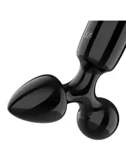 DILDO DE VIDRO COM PLUG TRIPLE CRYSTAL 1 PRETO SATISFYER