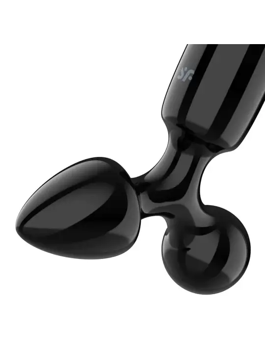 DILDO DE VIDRO COM PLUG TRIPLE CRYSTAL 1 PRETO SATISFYER