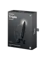 DILDO DE VIDRO COM PLUG TRIPLE CRYSTAL 1 PRETO SATISFYER