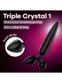 DILDO DE VIDRO COM PLUG TRIPLE CRYSTAL 1 PRETO SATISFYER