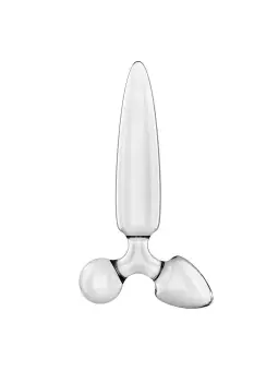 DILDO DE VIDRO COM PLUG TRIPLE CRYSTAL 1 TRANSPARENTE SATISFYER