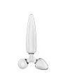 DILDO DE VIDRO COM PLUG TRIPLE CRYSTAL 1 TRANSPARENTE SATISFYER