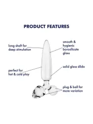 DILDO DE VIDRO COM PLUG TRIPLE CRYSTAL 1 TRANSPARENTE SATISFYER