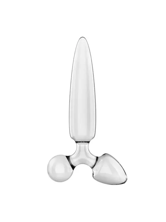 DILDO DE VIDRO COM PLUG TRIPLE CRYSTAL 1 TRANSPARENTE SATISFYER
