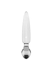 DILDO DE VIDRO COM PLUG TRIPLE CRYSTAL 1 TRANSPARENTE SATISFYER