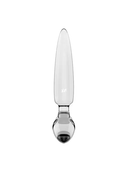 DILDO DE VIDRO COM PLUG TRIPLE CRYSTAL 1 TRANSPARENTE SATISFYER