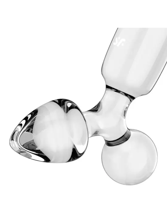 DILDO DE VIDRO COM PLUG TRIPLE CRYSTAL 1 TRANSPARENTE SATISFYER