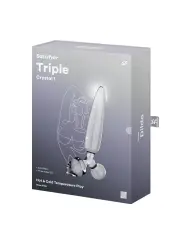 DILDO DE VIDRO COM PLUG TRIPLE CRYSTAL 1 TRANSPARENTE SATISFYER