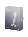 DILDO DE VIDRO COM PLUG TRIPLE CRYSTAL 1 TRANSPARENTE SATISFYER