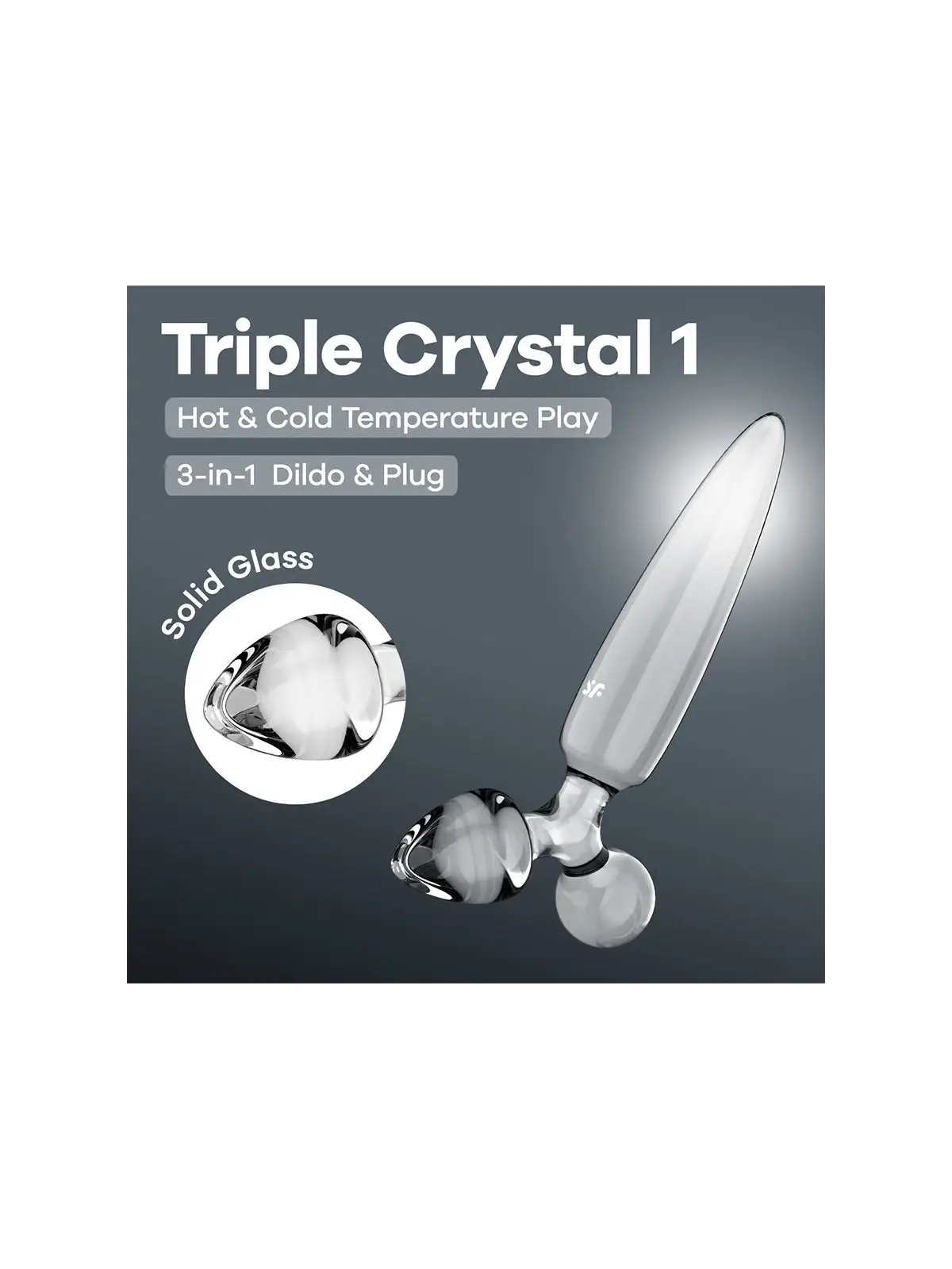 DILDO DE VIDRO COM PLUG TRIPLE CRYSTAL 1 TRANSPARENTE SATISFYER