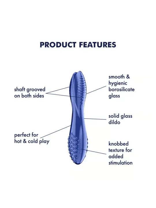 DILDO DE VIDRO DAZZLING CRYSTAL 2 AZUL SATISFYER