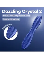 DILDO DE VIDRO DAZZLING CRYSTAL 2 AZUL SATISFYER