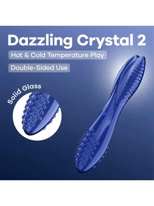DILDO DE VIDRO DAZZLING CRYSTAL 2 AZUL SATISFYER