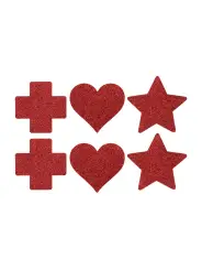 CONJUNTO DE 3 TAPA MAMILOS CROSS STAR HEART VERMELHO LE DÉSIR 