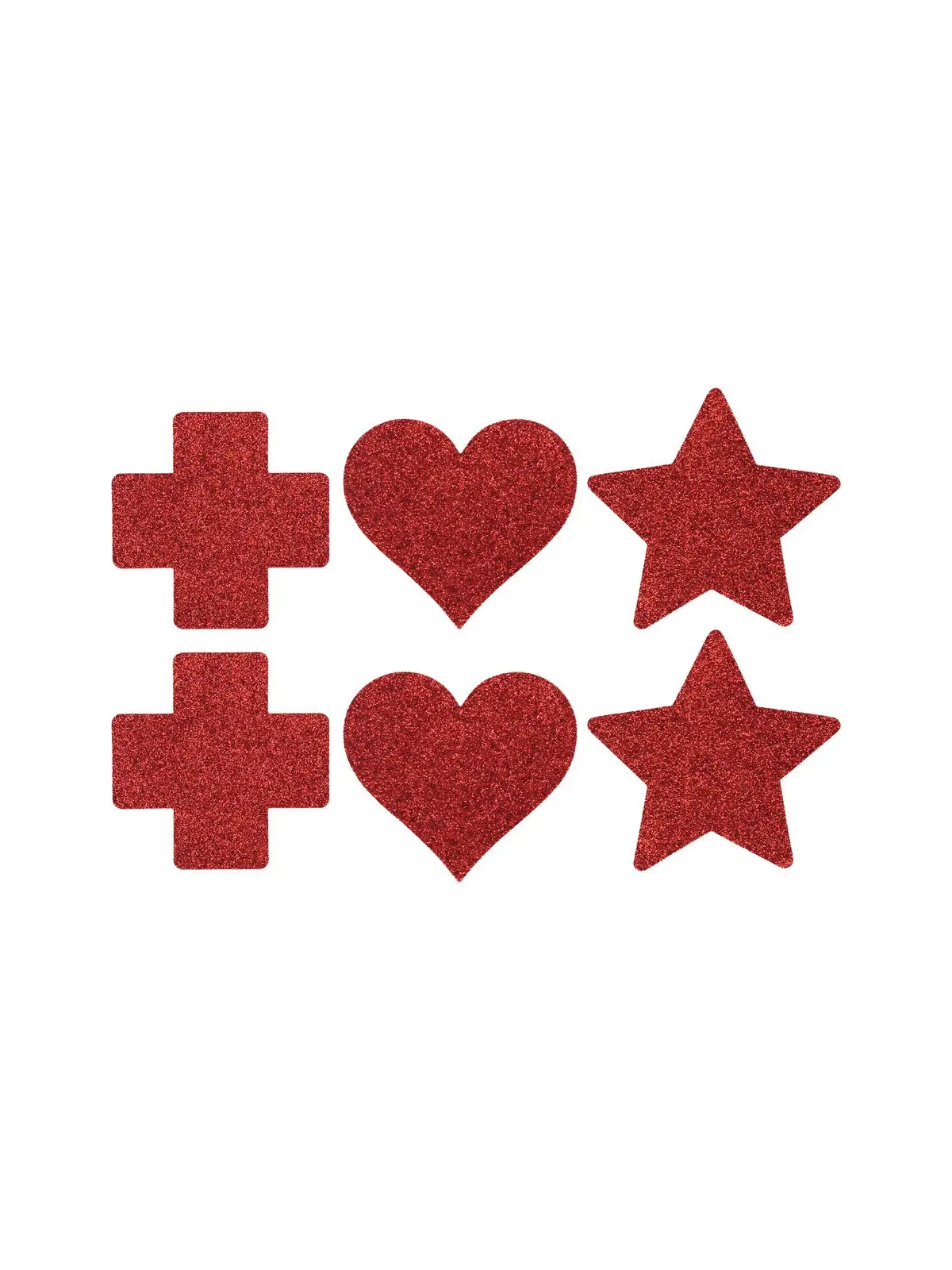 CONJUNTO DE 3 TAPA MAMILOS CROSS STAR HEART VERMELHO LE DÉSIR 