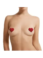 CONJUNTO DE 3 TAPA MAMILOS CROSS STAR HEART VERMELHO LE DÉSIR 