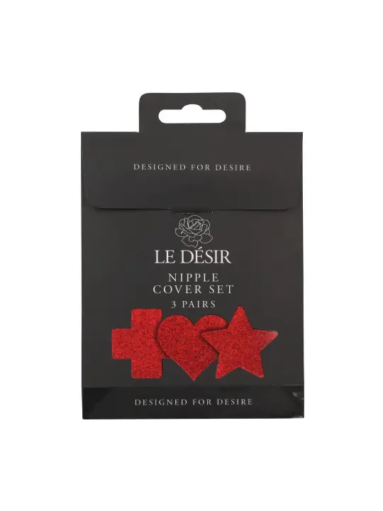 CONJUNTO DE 3 TAPA MAMILOS CROSS STAR HEART VERMELHO LE DÉSIR 
