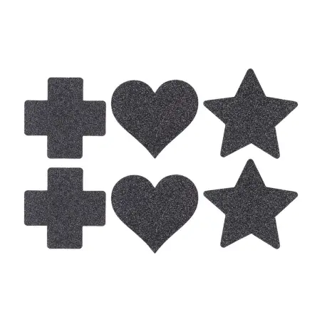 CONJUNTO DE 3 TAPA MAMILOS CROSS STAR HEART PRETOS LE DÉSIR 