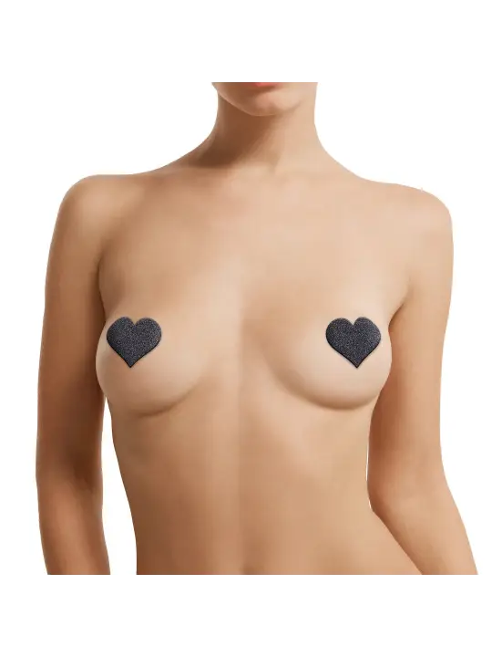 CONJUNTO DE 3 TAPA MAMILOS CROSS STAR HEART PRETOS LE DÉSIR 
