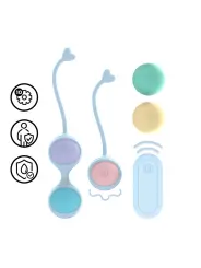 BOLAS VAGINAIS VIBRATÓRIAS COM COMANDO E 5 PESOS INTERCAMBIÁVEIS KEGEL KIT ROXO LOVELINE 