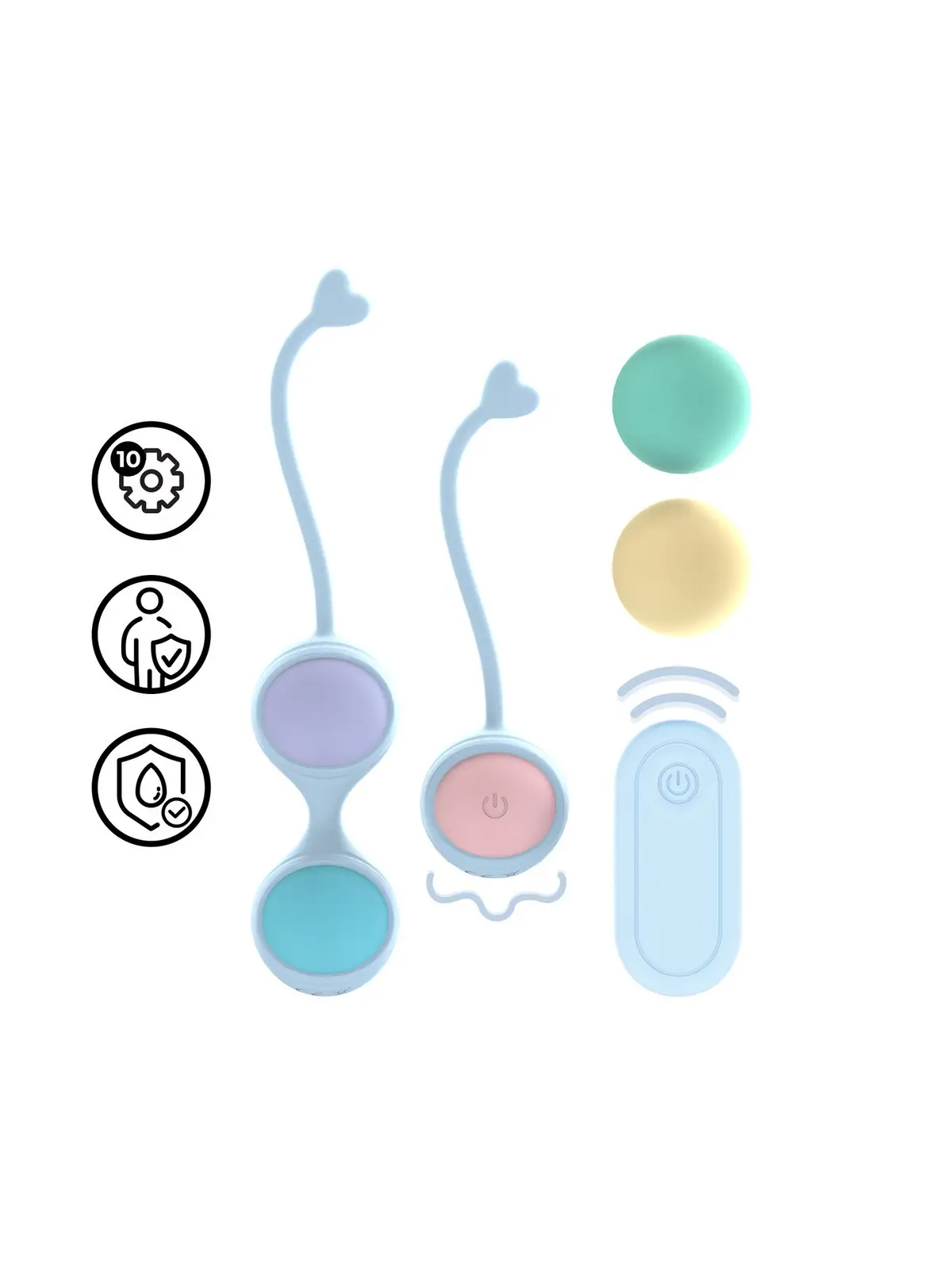 BOLAS VAGINAIS VIBRATÓRIAS COM COMANDO E 5 PESOS INTERCAMBIÁVEIS KEGEL KIT ROXO LOVELINE 