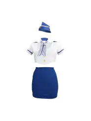 FANTASIA DE HOSPEDEIRA AZUL/BRANCO S-LINE 