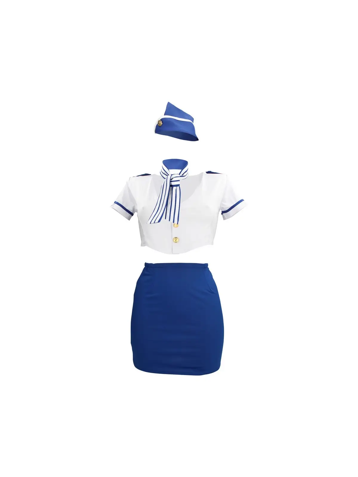 FANTASIA DE HOSPEDEIRA AZUL/BRANCO S-LINE 