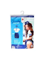 FANTASIA DE HOSPEDEIRA AZUL/BRANCO S-LINE 