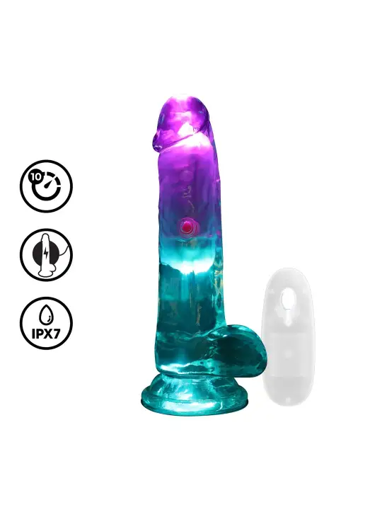 VIBRADOR COM LED E COMANDO LED VIBRATING STRAIGHT COCK WITH BALLS 6 /15 CM REALROCK