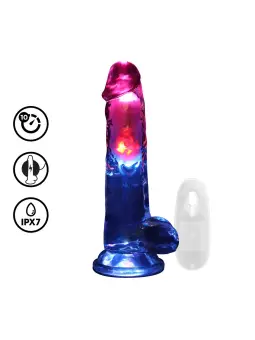 VIBRADOR COM LED E COMANDO LED VIBRATING STRAIGHT COCK WITH BALLS  8 /20 CM REALROCK