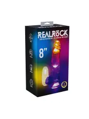 VIBRADOR COM LED E COMANDO LED VIBRATING STRAIGHT COCK WITH BALLS  8 /20 CM REALROCK
