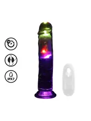 VIBRADOR COM LED E COMANDO LED VIBRATING STRAIGHT COCK 8 /20 CM REALROCK