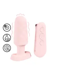PLUG ANAL COM VIBRAÇÃO E COMANDO VELVET ROSA LOVELINE 