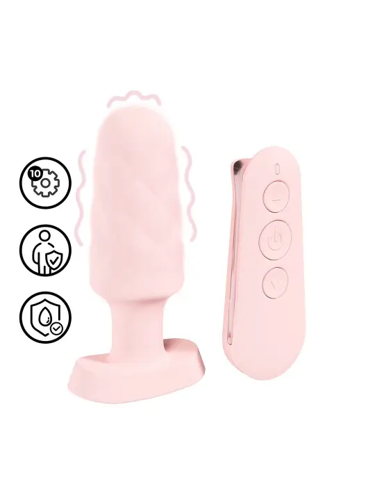 PLUG ANAL COM VIBRAÇÃO E COMANDO VELVET ROSA LOVELINE 