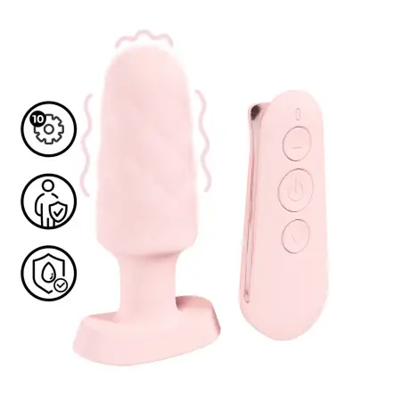 PLUG ANAL COM VIBRAÇÃO E COMANDO VELVET ROSA LOVELINE 