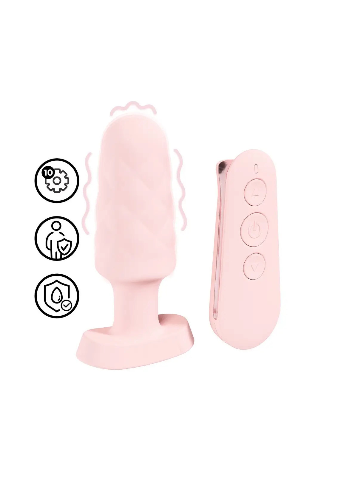 PLUG ANAL COM VIBRAÇÃO E COMANDO VELVET ROSA LOVELINE 