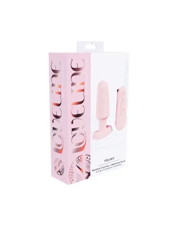 PLUG ANAL COM VIBRAÇÃO E COMANDO VELVET ROSA LOVELINE 