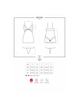 CAMISA DE NOITE E TANGA 837-CHE OBSESSIVE PRETO