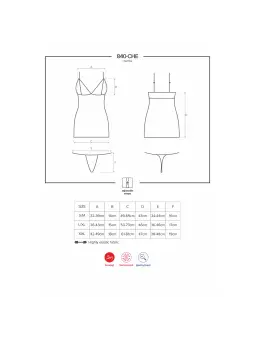 CAMISA DE NOITE E TANGA 840-CHE OBSESSIVE PRETA