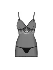 CAMISA DE NOITE E TANGA 840-CHE OBSESSIVE PRETA