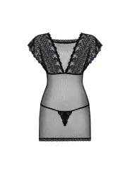 CAMISA DE NOITE E TANGA 821-CHE OBSESSIVE PRETA