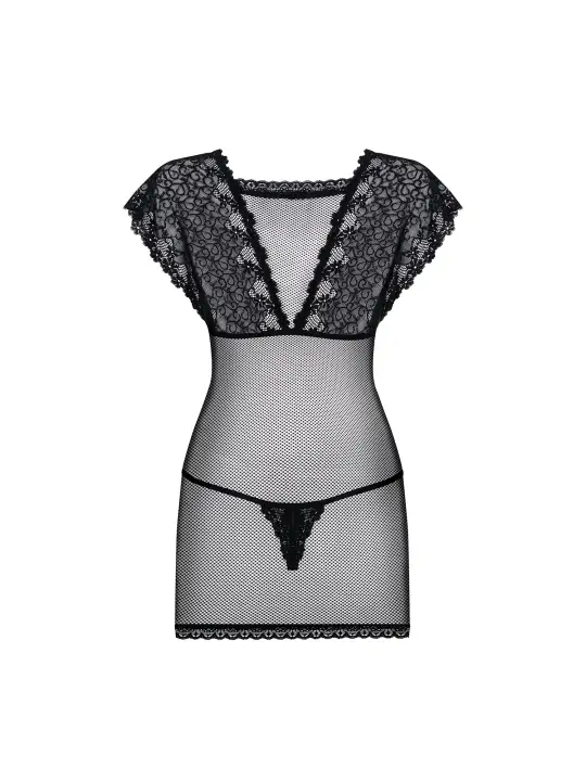 CAMISA DE NOITE E TANGA 821-CHE OBSESSIVE PRETA