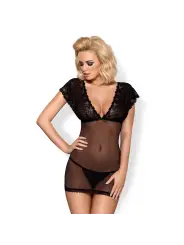 CAMISA DE NOITE E TANGA 821-CHE OBSESSIVE PRETA
